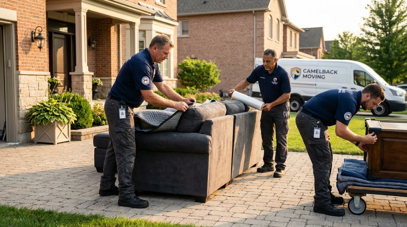 Large estate moving crew wrapping furniture in Robbins, IL